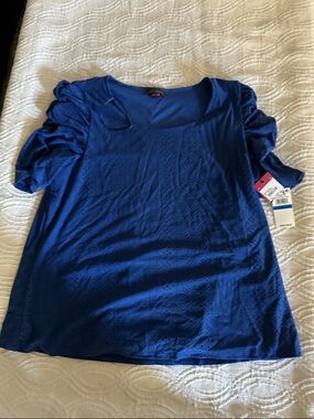 Vince Camuto Royal Blue Eyelet Puff Sleeve Tunic